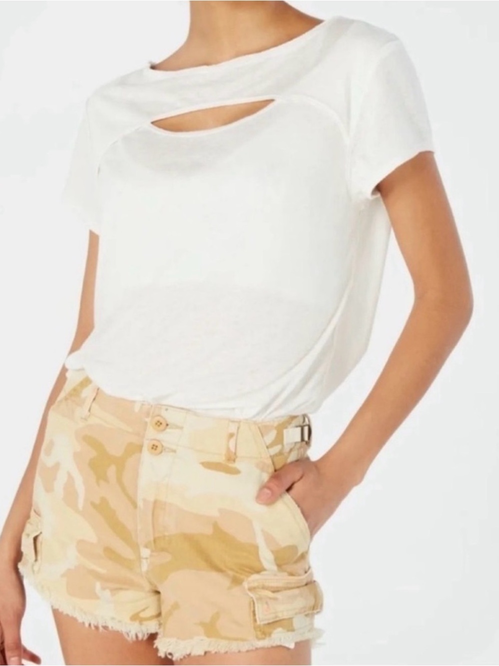 NEW We The Free FP white cutout short sleeve tshirt small